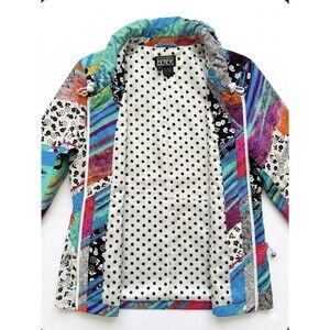 Vintage Berek Colorful Mixed Print Patchwork Zip Jacket Women’s Size Medium Boho